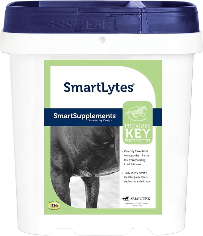 SmartLytes Horse Electrolyte Powder Supplement | Encourages Hydration, Replenishes Electrolytes | No Added Sugar | Cherry Flavor | 56 Servings | 3.5 lb Bucket