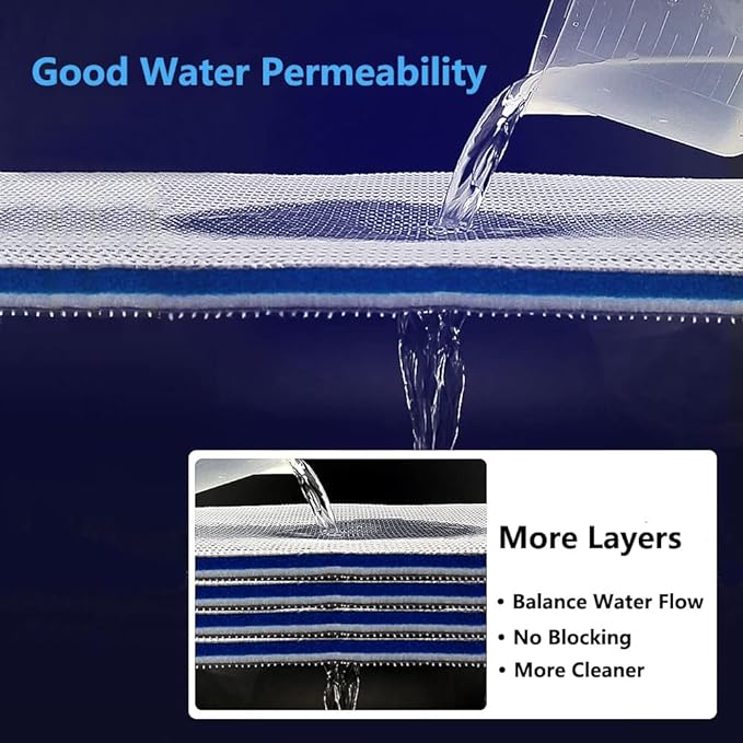 Aquarium Filter Media, Newly Premium 8-Layer Filter Pads for Aquarium, Fish Tank Sponge Pad Foam Filter Accessories for Pond (11.8“x7.8”x0.78“,1pack)