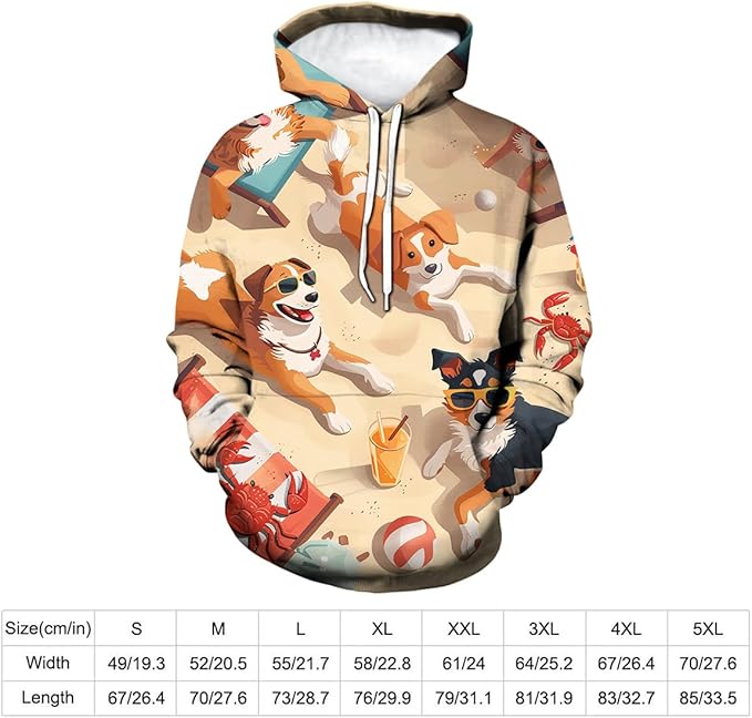 Unisex Adults 3D Dog Cat Printed Hoodies for Men Women Pullover Novelty Sweatshirts with Pockets