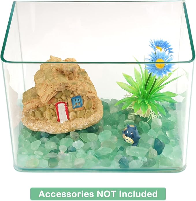 WAYBER 2 Lbs/920g Natural Green Quartz Crystal Stones Irregular Aquarium Pebbles Rock Sands for Turtle Tank/Succulent Plants/Vase Decoration (Fill 2 Cups)