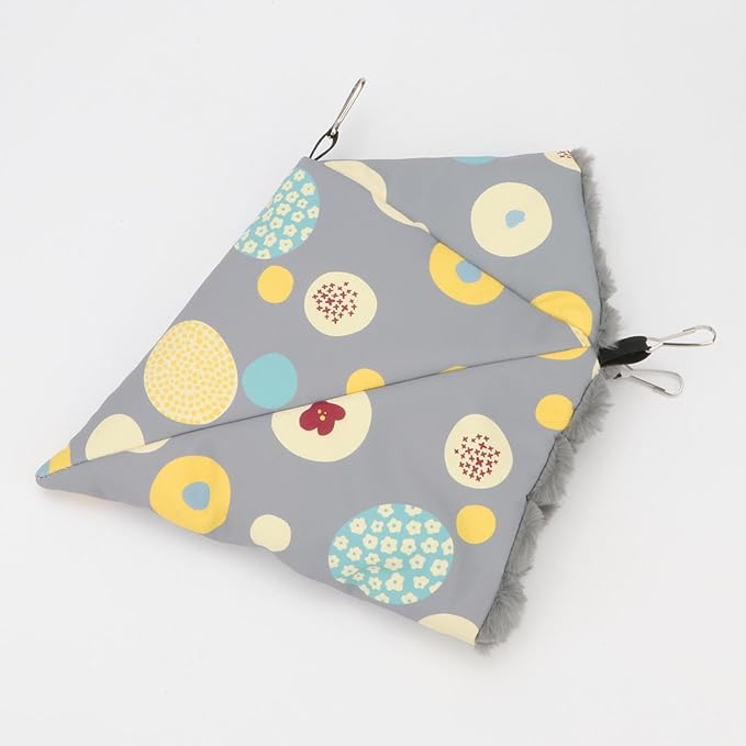 Wontee Bird Nest House Winter Warm Hanging Hammock Bird Bed Snuggle Hut for Parakeets Budgies Caique Conures Cockatiels (Large, Grey)