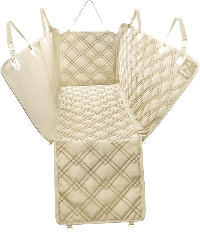 Meadowlark Premium Hammock Dog Car Seat Cover Back Seat, Pet Cover Car Seat Protector, Non-Slip, Dog Stuff, Anti Shock, Water Repellant, Pet Car Seat Cover for Dogs w/Seat Belt & 2 Headrest Covers