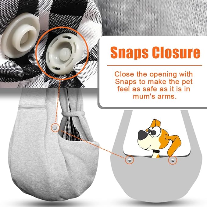 Tomkas Small Dog Sling Carrier - Zipper Pocket & Adjustable Strap - for 3-10 lbs Pets(Grey) Puppy