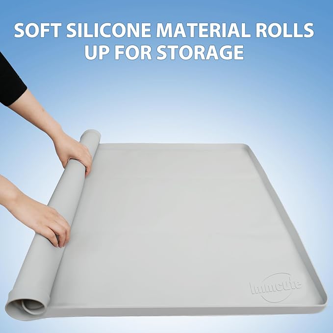 IMMCUTE Pee Pad Holder for Dogs, Thickened Soft Silicone Extra Large Puppy Pad Holder Fits Up to 28" x 34" Pee Pads, Non-Slip High Edge Pee Pad Holder, for Leak-Proof Urine, Floor Protection