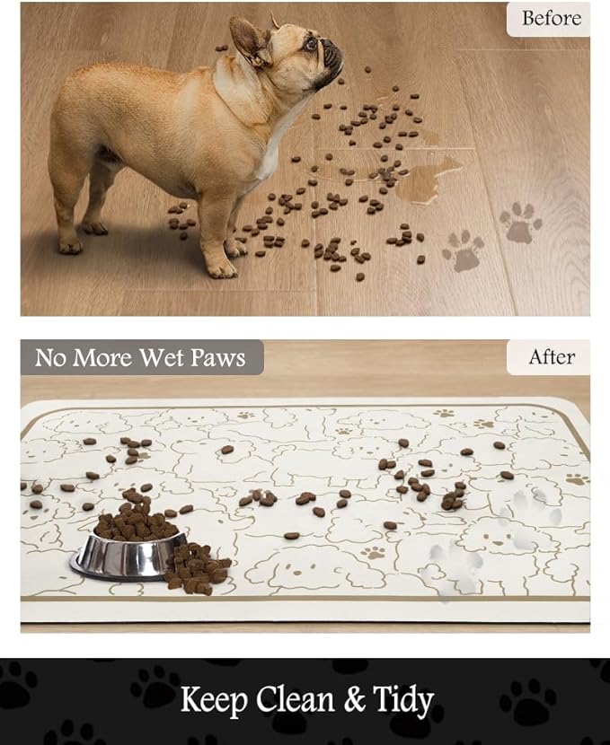 Pet Feeding Mat-Absorbent Dog Mat for Food and Water Bowl-No Stains Quick Dry Water Dispenser Mat-Dog Accessories Pet Supplies-Bowl for Messy Drinkers(FRAMEDOGS,23"x34"