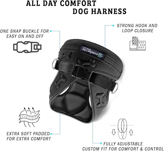 Comfort Fit No Pull Dog Harness for Medium Small Large Dogs Step-in Dog Vest Harness with Adjustable Buckle All Weather Comfortable Soft Padded Easy Control Handle Ideal for Walking Running Training