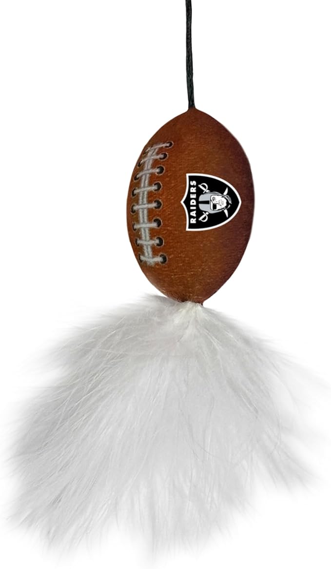 NFL Las Vegas Raiders Cat Tunnel Tube Toy with Plush Football Catnip and Feathers Collapsible Tunnel for Cats to Play, Peek and Hide, Sporty & Fun Cat Tunnel Toy with Team Logo All-Over Design!