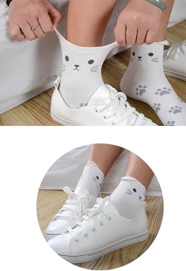 Womens Grils Cute Animal Socks, Dog Cat Socks, Novelty Funny Crew Sock, Animal Gifts for Women Dog and Cat Lovers