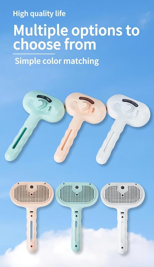 Pet Grooming Steam Brush, Pet Spray Hair Removal Comb, Anti-Static, Rechargeable, Comfortable Grip, for Dogs & Cats, Spray Hair Removal Comb, Steam Brush for Shedding & Grooming, Green