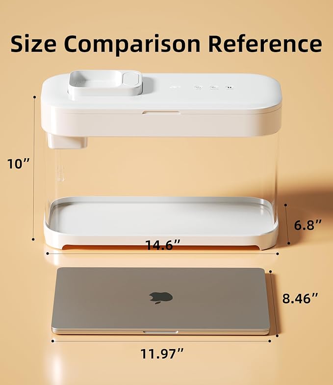 Smart Fish Tank Aquarium 3 Gallon with Heater, Temperature Monitor, 3 Stage Filtration, 8 Color Lighting, Aquarium Siphon, Small Betta Tank Kit, Acrylic