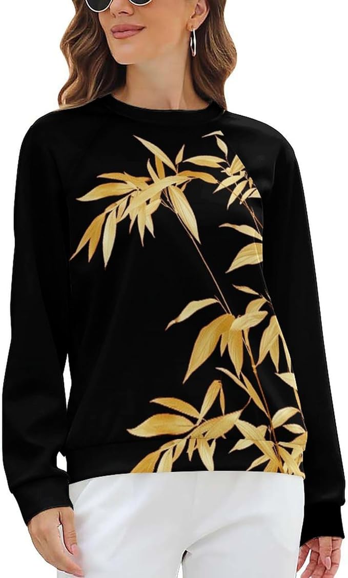 Womens Long Sleeve Tops Y2k Japanese Art Print Sweatshirts Fall Pullover for Women Crewneck Vintage Shirts Boho Tops