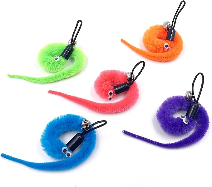Cat Toy Worm Refills, 15 Pieces Interactive Cat Wand Attachments Worms Toy for Indoor Cats