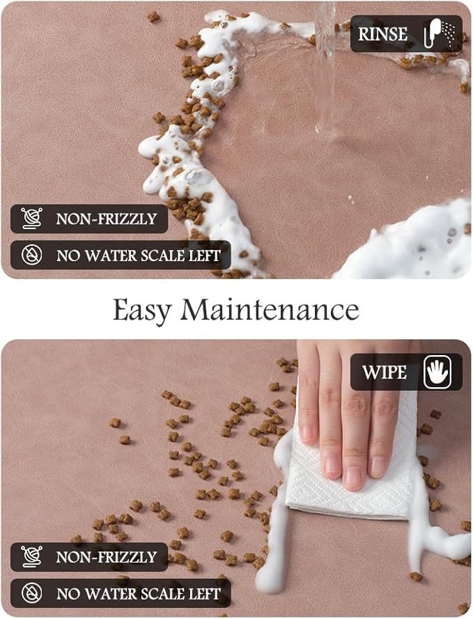 Pet Feeding Mat-Absorbent Dog Mat for Food and Water Bowl-No Stains Quick Dry Water Dispenser Mat-Dog Accessories Pet Supplies-Bowl for Messy Drinkers(Dusty Pink,23"x34"