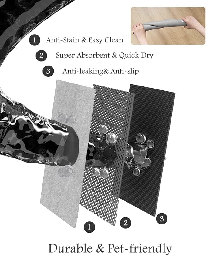 Pet Feeding Mat-Absorbent Dog Mat for Food and Water Bowl-No Stains Quick Dry Water Dispenser Mat-Dog Accessories Pet Supplies-Bowl for Messy Drinkers(LIGHTGREY,16"x24"