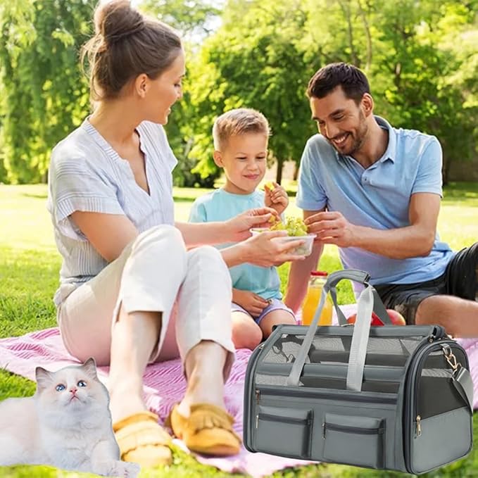 Cat Carrier Bag,Soft Sided Ventilated Pet Carrier for Small Dog Airline Approved Travel Puppy Carrier with Breathable Mesh, Foldable Portable for Outdoor Car