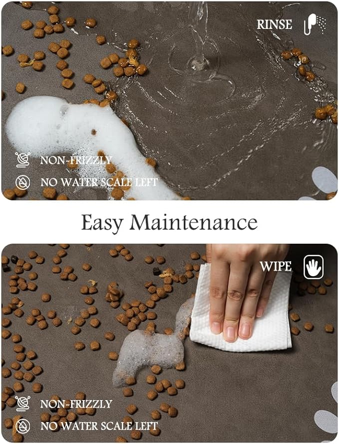 Pet Feeding Mat-Absorbent Dog Mat for Food and Water Bowl-No Stains Quick Dry Water Dispenser Mat-Dog Accessories Pet Supplies-Bowl for Messy Drinkers(Brown,16"x24"