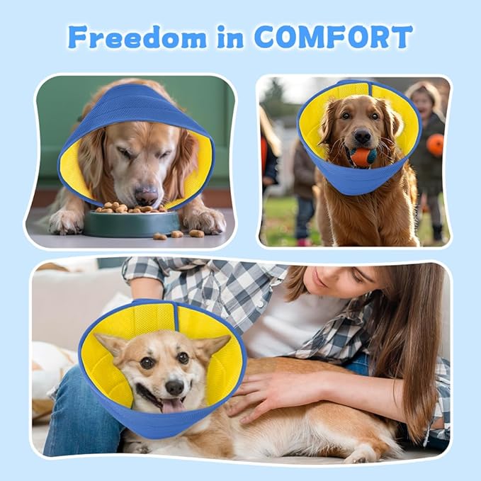 Soft Dog Cone Recovery Collars & Cones After Surgery for Medium Large Dogs, Comfy Ecollars to Stop Licking, Adjustable, Dog Ecollars for Recovery Plastic: Superior Support Fabric: Soft Comfort, XL