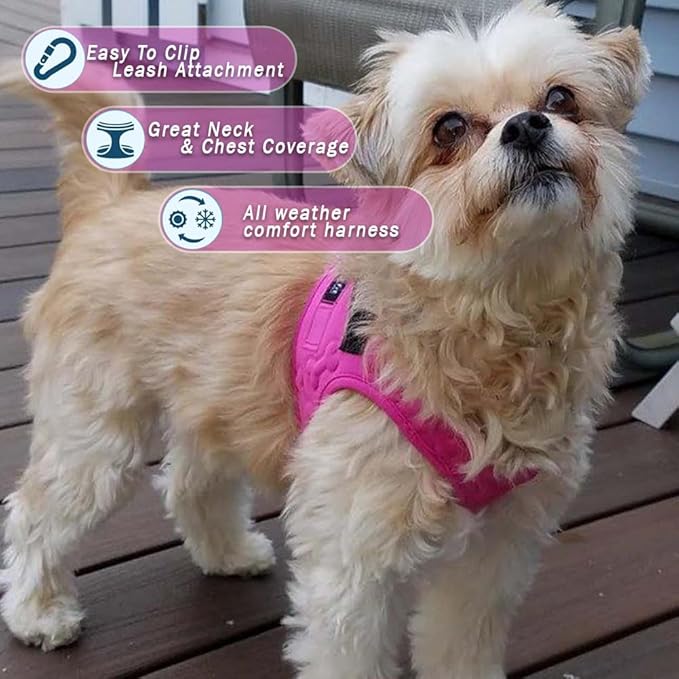Comfort Fit Dog Harness No Pull No Escape Harness Adjustable Buckles Soft Padded Reflective Choke Step in Dog Vest with Easy Control Handle for Small Medium Large Dogs & Puppies