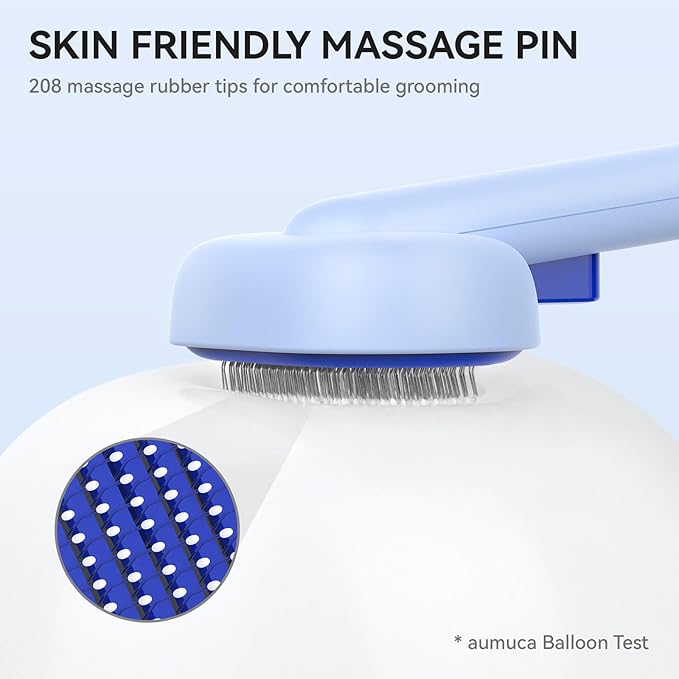 Aumuca Pet Coat Care for Horse Dog Cat, Cat Brushes for Indoor Cats, Horses Grooming Deshedding Brush, Pet Massage Removes Loose Fur, Blue