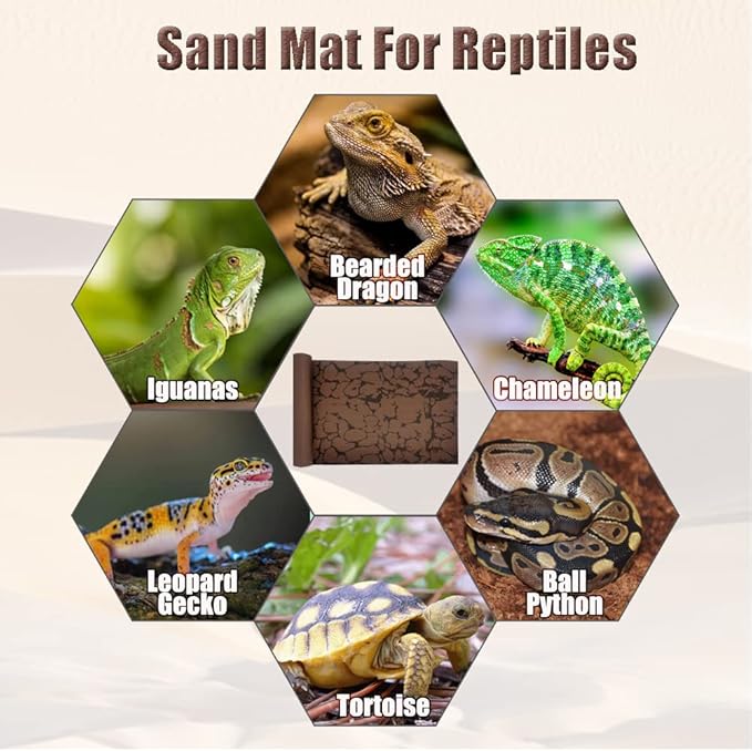 Tfwadmx Reptile Carpet Sand Mat for Bearded Dragon Terrarium Substrate Liner Brown Reversible Lizard Bedding Mats for Cage Leopard Gecko Tortoise Turtle Snake Chameleon with Tweezer 20"x 39"(1 Pcs)