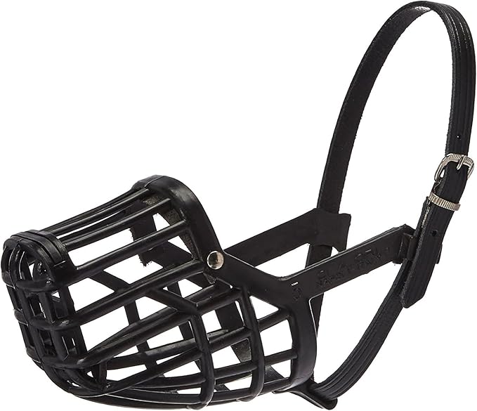 Leather Brothers Italian Basket Dog Muzzle, Adjustable Secure Fit, Comfortable Design, Training and Safety, Averts Biting, Prevents Chewing and Scavenging, Perfect for Grooming - Black, Size 7