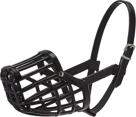 Leather Brothers Italian Basket Dog Muzzle, Adjustable Secure Fit, Comfortable Design, Training and Safety, Averts Biting, Prevents Chewing and Scavenging, Perfect for Grooming - Black, Size 5