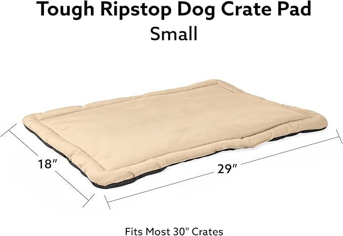 K9 Ballistics Tough Ripstop Dog Crate Pad - Durable & Machine Washable with Non-Skid Bottom and 120-Day Warranty, Fits 30" Wire Crates - Small, Sandstone