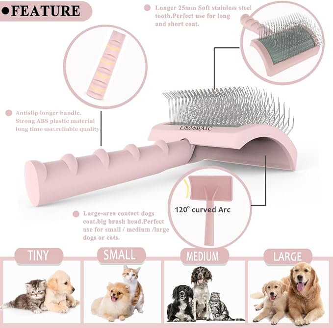 Super Dense Soft Slicker Brush for Thick and Long Fur Dogs - Grooming Brush for Fluff, Shedding, Tangles on Goldendoodles - 25mm (1")