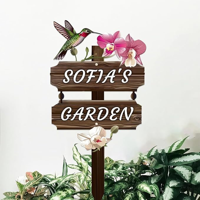 Personalized Watercolor Bird Metal Sign with Stake,Custom Gardener Last Name Signs Outdoor Decor,Customized Gardening Housewarming Gifts,Birds on the Branch Plaques for Patio Lawn Porch Backyard Farm