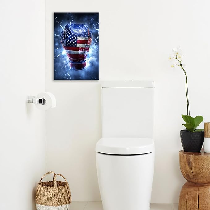 Sports Boxing Wall Art Canvas American Flag Wall Decor Prints Framed Painting Pictures Gifts Artwork for Bathroom Living Dining Room 16"x24"