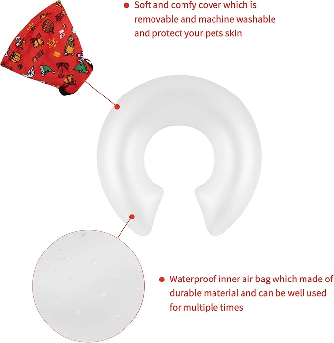 CuteBone Inflatable Dog Neck Donut with Removable Soft Fleece Covers for Small/Medium/Large Dogs and Cats After Surgery GWB07XL