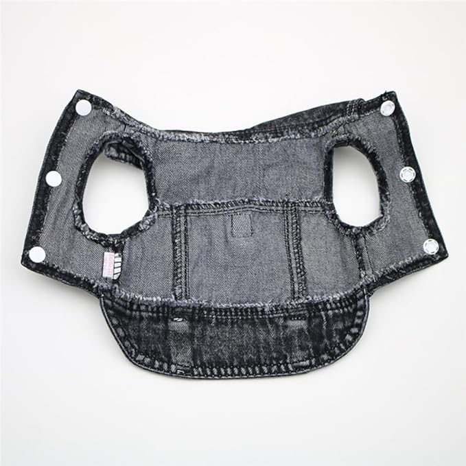 Puppy Clothes for Small Dogs Boy,Classic Western Denim Dog Coat,Dog Jeans Jacket with Leash D-Ring,Pet Cat Costumes,Cooling Harness Vest for Walking (Black, Medium)
