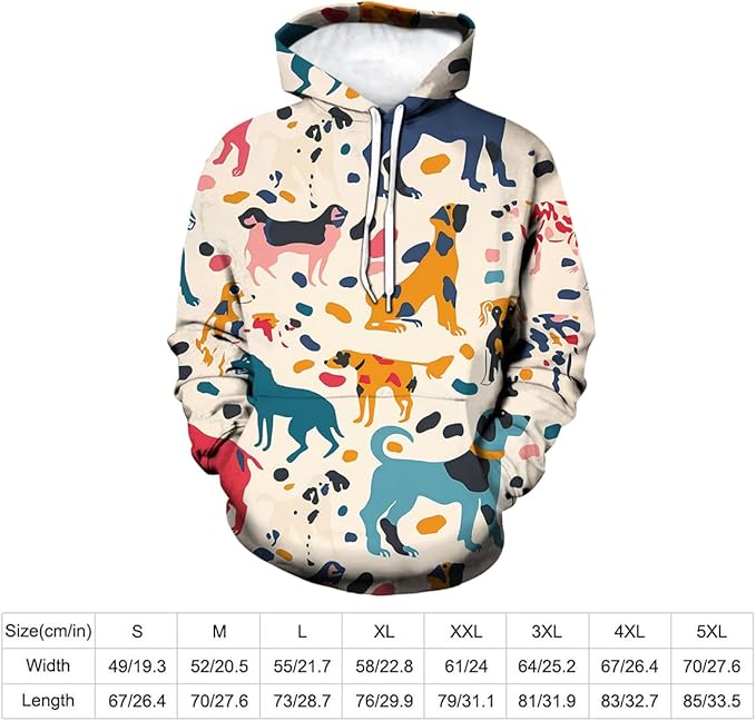 Unisex Adults 3D Dog Cat Printed Hoodies for Men Women Pullover Novelty Sweatshirts with Pockets