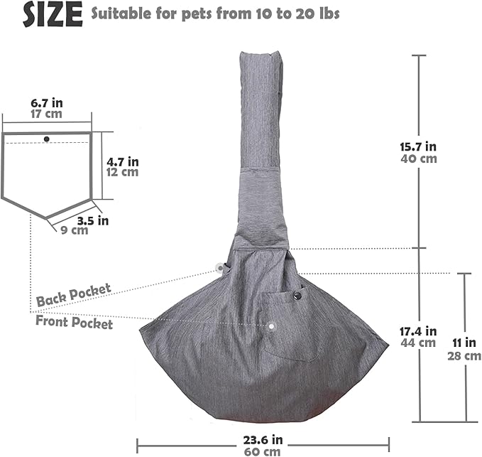 ARELLA Dog Sling Carrier for Small and Medium Dogs 10-17 lbs with Comfortable Adjustable Padded Shoulder Breathable Mesh for Travel Hands Free Daily Walk Outdoor Activities PDS08G