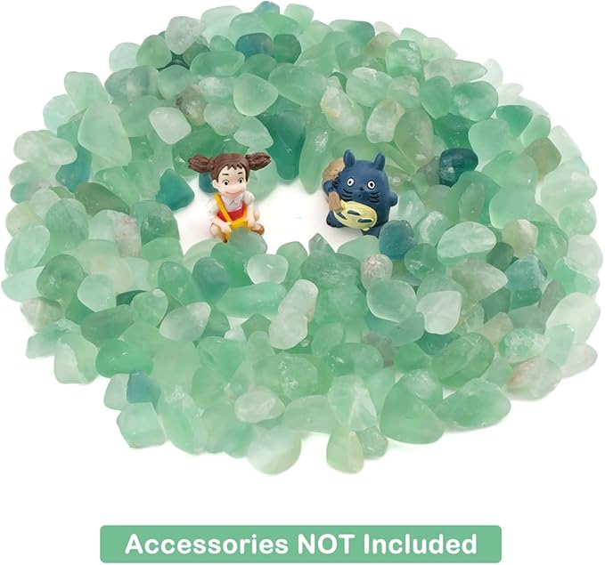 WAYBER 2 Lbs/920g Natural Green Quartz Crystal Stones Irregular Aquarium Pebbles Rock Sands for Turtle Tank/Succulent Plants/Vase Decoration (Fill 2 Cups)