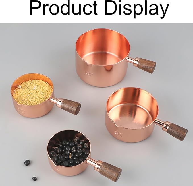 1 Cup Stainless Steel Dog Cat Food Measuring Scoop for Dry and Wet Food, Accurate Measurement for Rice, Flour, Grain (Rose Gold)