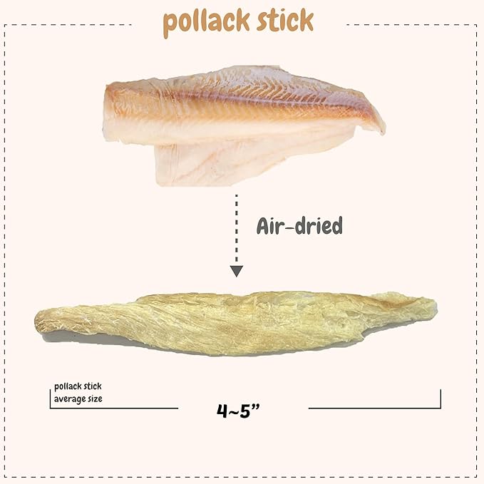 Puppyluv Treat - Air Dried Pollock Dog & Cat Treats, Wild Caught, Single Ingredient, Natural High Protein & Fish Oil, Grain Free, Gluten Free, 2.5oz