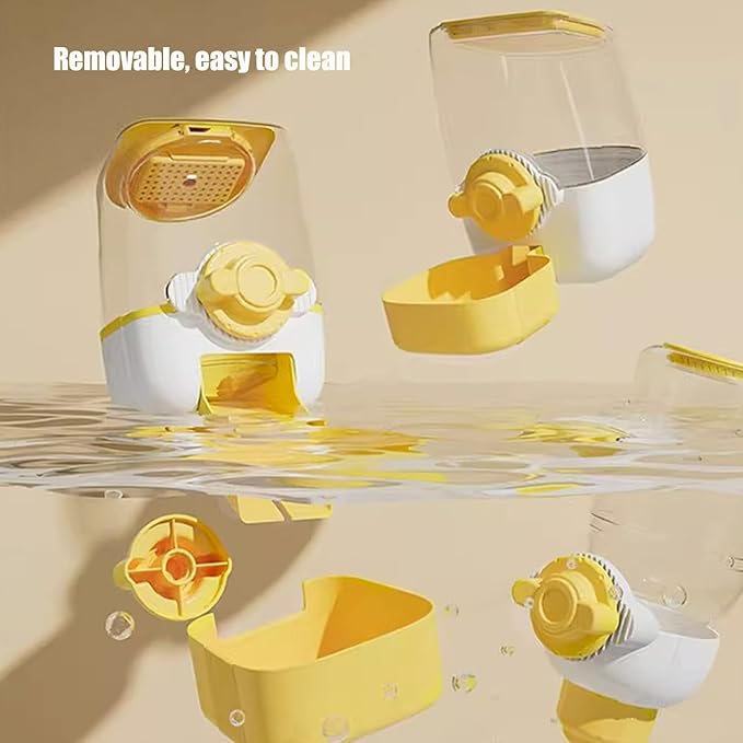 Pet Hanging Automatic Feeders Drinking Bowls,Gravity Rabbit Feeder and Water Set,Cage Cat Food Bowl Feeding Station for Puppy Kitten Chinchilla Hedgehog Guinea Pig Ferret (Yellow-Food)