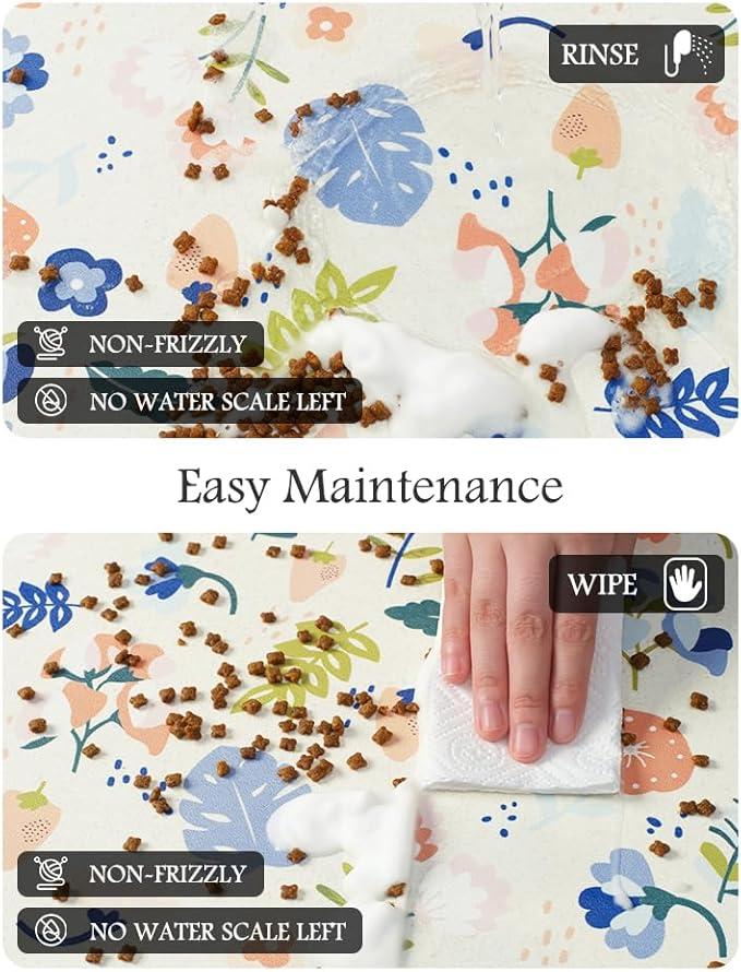 Pet Feeding Mat-Absorbent Dog Mat for Food and Water Bowl-No Stains Quick Dry Water Dispenser Mat-Dog Accessories Pet Supplies-Bowl for Messy Drinkers(LIGHTFLOWERS,17"x34"