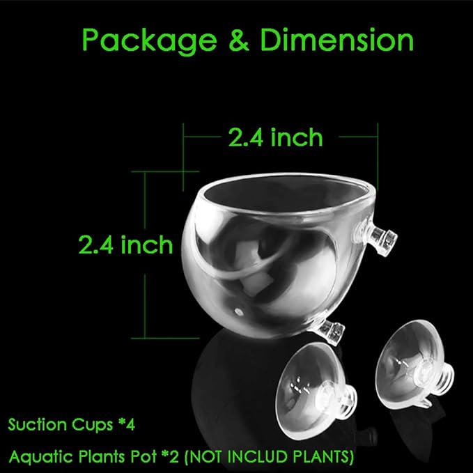 capetsma 2X Crystal Glass Aquatic Plant Pot, Planter, Red Shrimp Live Plants Fish Tank Holder with 4X Suction Cups for Aquarium Aquascape Decorationโฆ