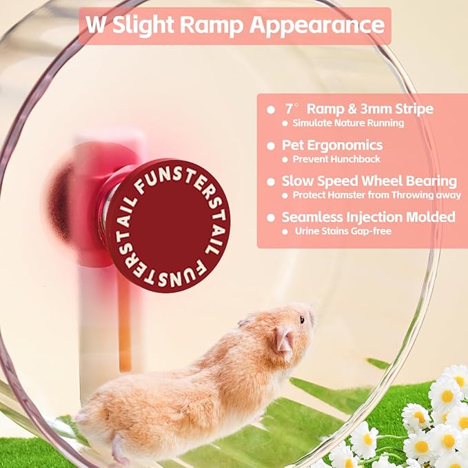 Super Silent Hamster Wheel 10.4 Inch, Magnetic Large Rat Wheel for Chinchilla, Gerbil, Guinea Pig, Cat, Mouse, Sugar Glider and Dwarf, Syrian Hamster Accessories (Tomato Red)