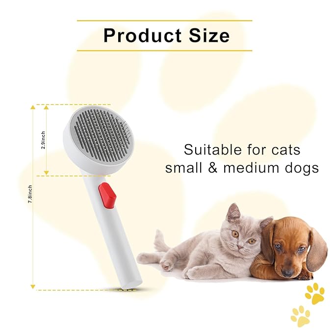 Cat Hair Remover Brush with 1-Click Self-Cleaning, Ergonomic Pet Grooming Tool with Golden Angle Teeth & Skin Protection
