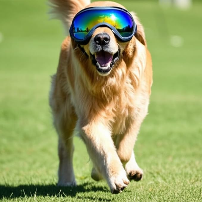Dog Goggles for Large Breeds Anti-UV Sunglasses for Medium to Large Dogs, Windproof, Dustproof, Snowproof Eye Protection, Soft Frame Pet Goggles for Outdoor Activities (Colored Lens)