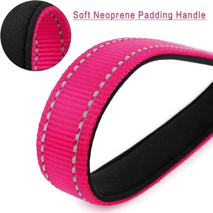 PLUTUS PET 10 Inch Short Dog Leash for Large Dogs with Locking Carabiner Clip & Padded Handle (10”, Pink)