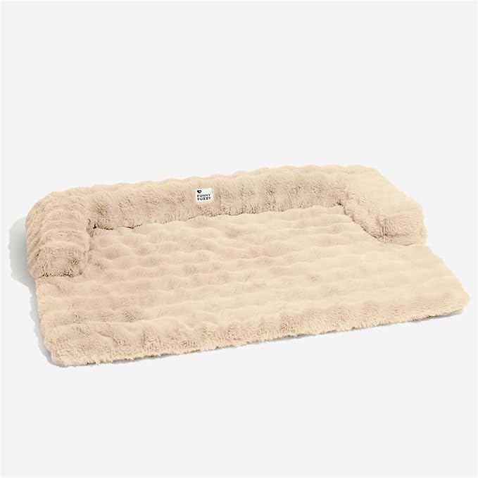 FUNNY FUZZY Pet Fluffy Fuzzy Couch Cover, Calming Washable Dog Bed Sofa Protector Pets Mat for Small Medium Dogs and Cats (Coffee,33.45 × 28.35 × 5.51 in)