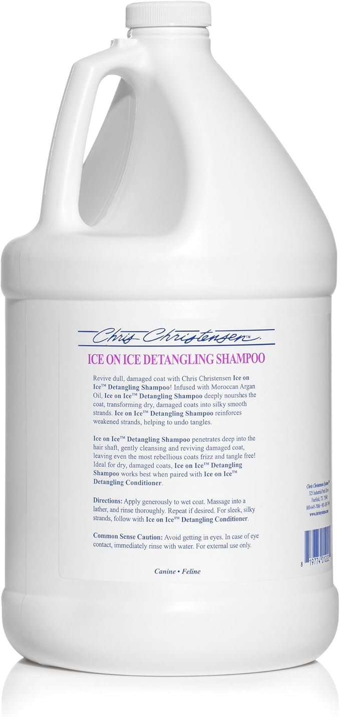 Chris Christensen Ice on Ice Strengthening Dog Shampoo, Groom Like a Professional, Revives Dry, Damaged Coats and Strands, All Coat Types, Made in USA, 1gal