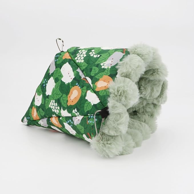 Wontee Bird Nest House Winter Warm Hanging Hammock Bird Bed Snuggle Hut for Parakeets Budgies Caique Conures Cockatiels (Medium, Green)