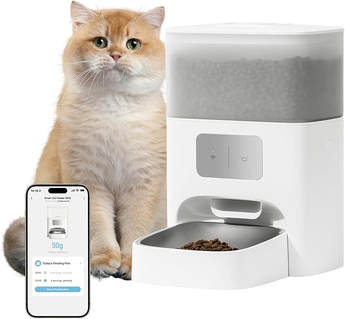 PET MARVEL Automatic Pet Feeder, 4.4L Large Capacity (30-Day Meals) with Quadruple Seal for 30-Day Freshness - APP/WiFi Control, Anti-Jamming Design, Detachable, Dual Power Backup