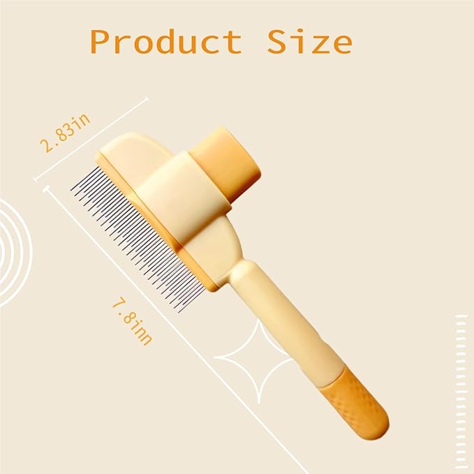 Pet Hair Removal Comb Flea Comb, Cat Grooming Brush with Release Button, Cat Grooming Supplies for Short and Long Hair Cats Removing Matted Fur