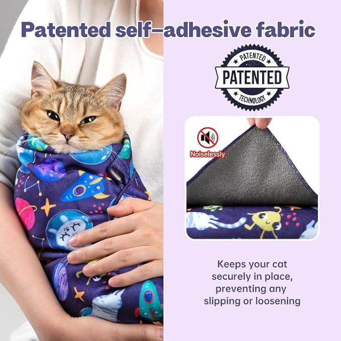 Paw Legend 27.6" Cat Wrap for Grooming Cat Wrap for Cutting Nails Cat Restraint for Nail Clipping Self Adhesive Blanket Restraint Cloth for Cats Within 15lbs